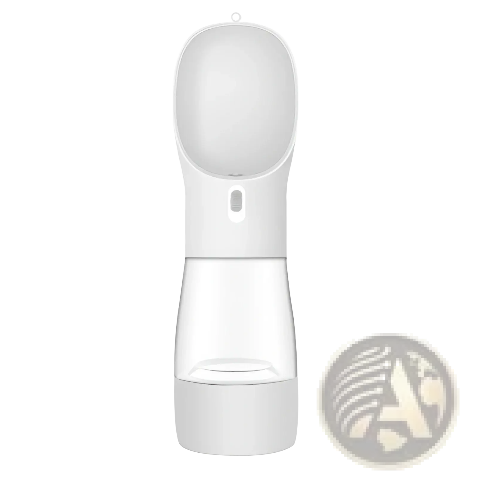 White and transparent dog water bottle with sleek ergonomic design portable travel feeder bowl 458ml