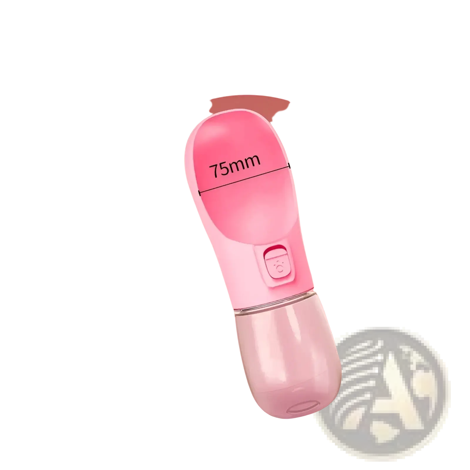 Pink and transparent plastic dog water bottle with spout and button portable travel feeder bowl 458ml