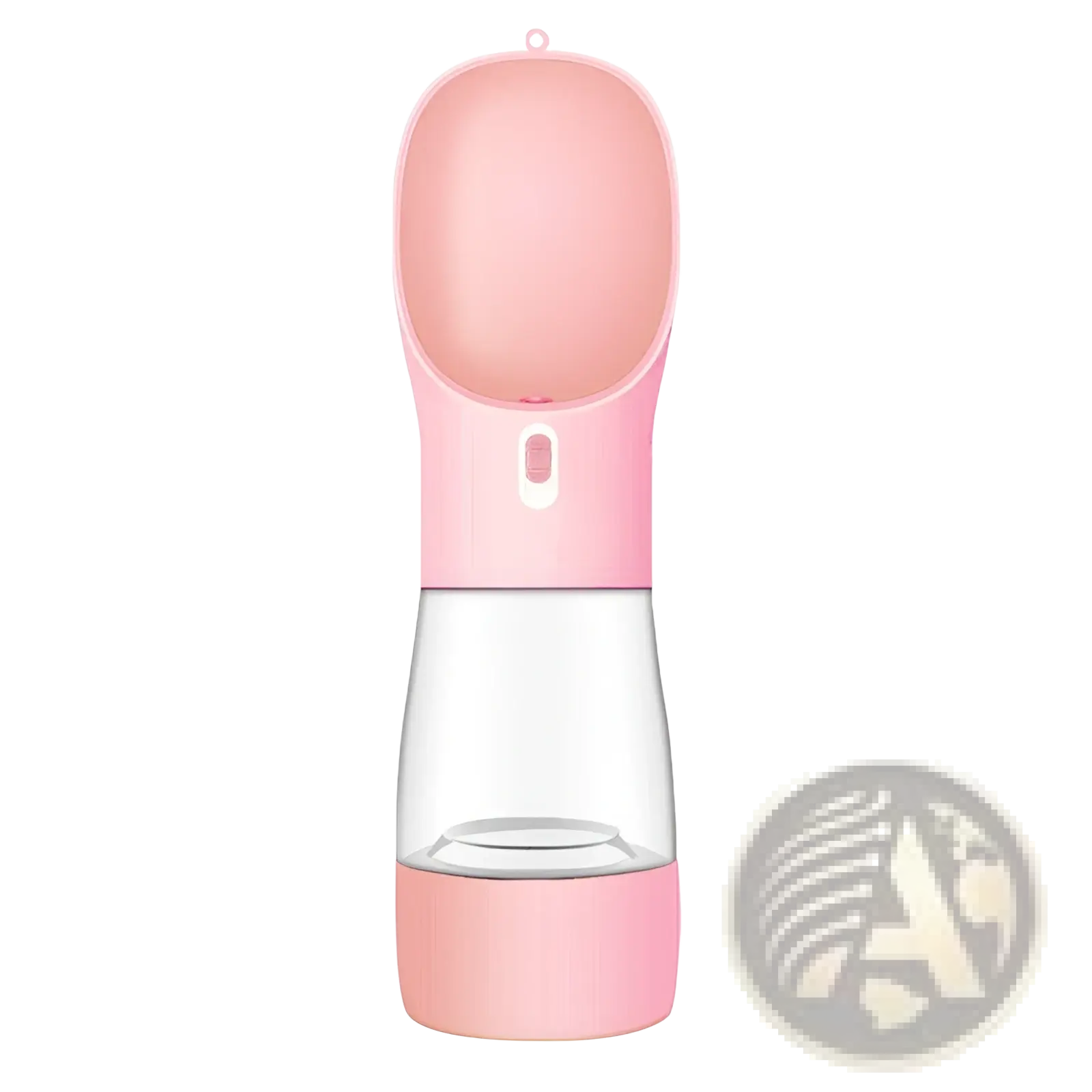 Dog water bottle portable travel feeder bowl 458ml pink silicone and transparent plastic with spout for easy drinking