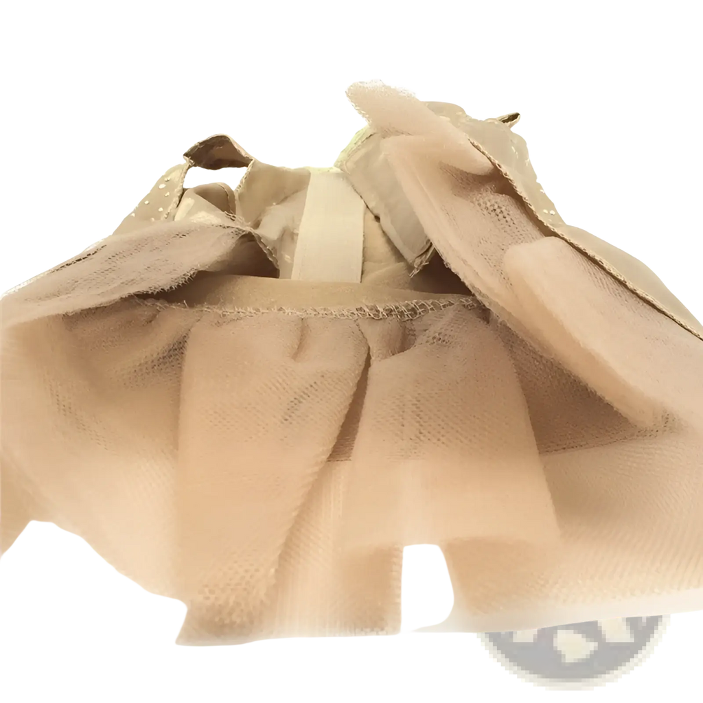 Dog wedding dress rhinestone tulle pet apparel featuring a delicate beige tulle skirt with layered ruffles and mesh detailing