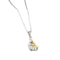 Silver and gold two-tone alloy pendant necklace featuring a delicate design of belle hugging the beast from beauty and the beast