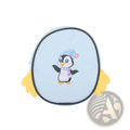 Light blue penguin-themed foldable storage bag with yellow wing flaps and cartoon penguin for travel accessory use