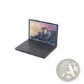 Dollhouse miniature laptop 1/12 scale black matte finish with illuminated screen displaying mountain landscape