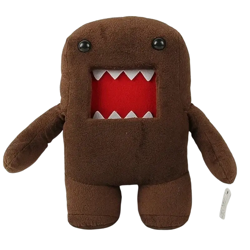 Brown plush domo kun toy 20cm stuffed animal with black button eyes and red mouth with white teeth
