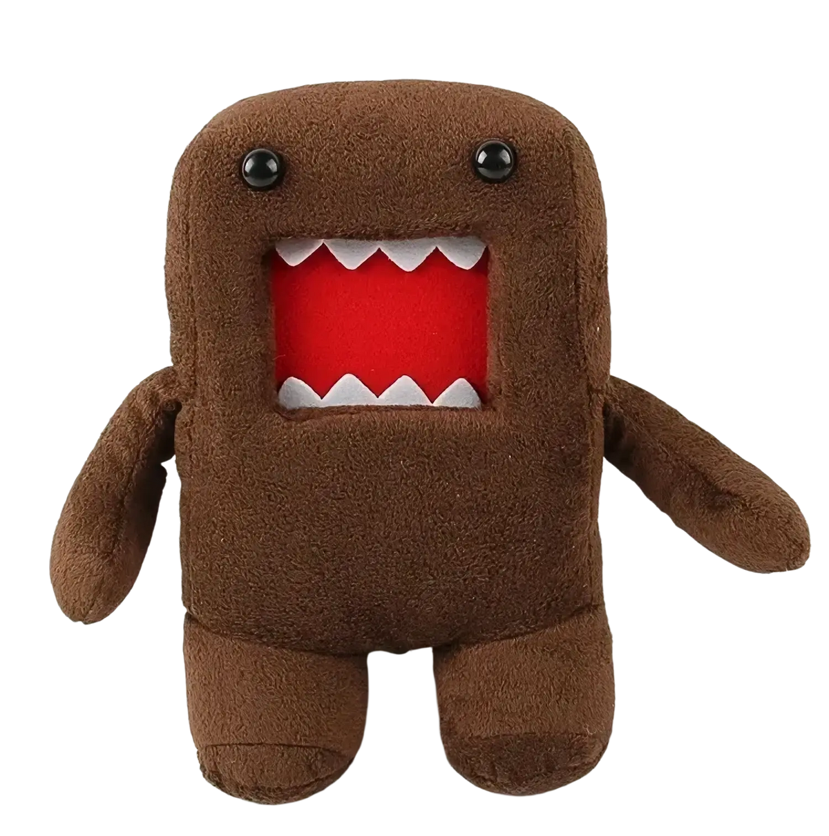 Domo kun plush toy 20cm brown stuffed animal with black bead eyes and wide red mouth with white teeth