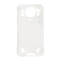 Back side of a clear transparent doogee s200 5g black rugged phone case with textured design and camera cutouts