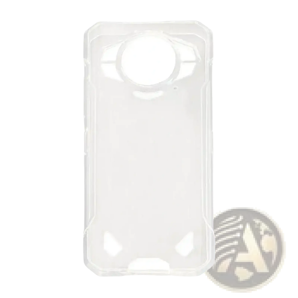 Back side of a clear transparent Doogee S200 5g black rugged phone case with sleek minimalist design and precise camera cutouts