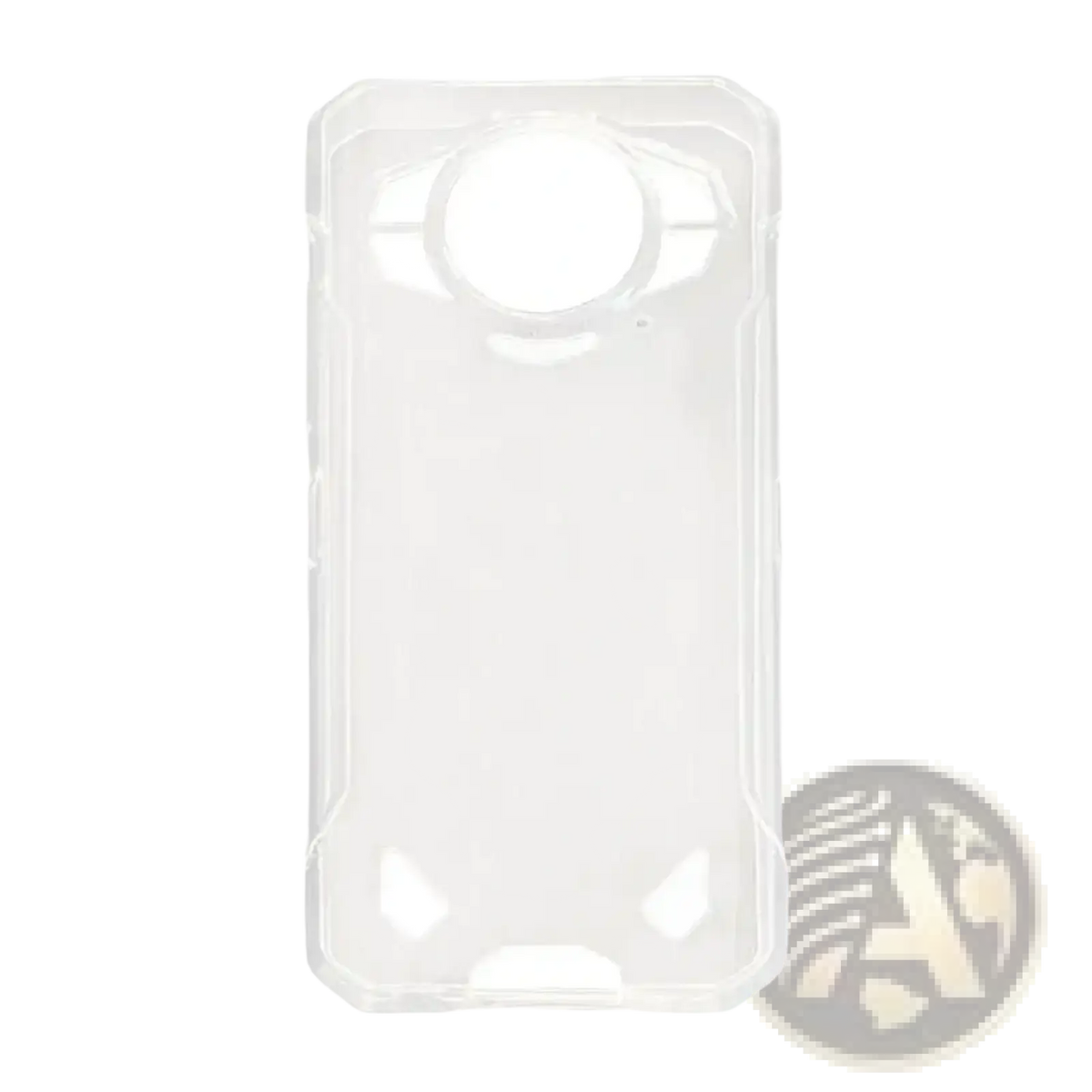 Back side of a clear transparent Doogee S200 5g black rugged phone case with sleek minimalist design and precise camera cutouts