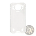 Back side of a clear transparent doogee s200 5g black rugged phone case with textured design and camera cutouts