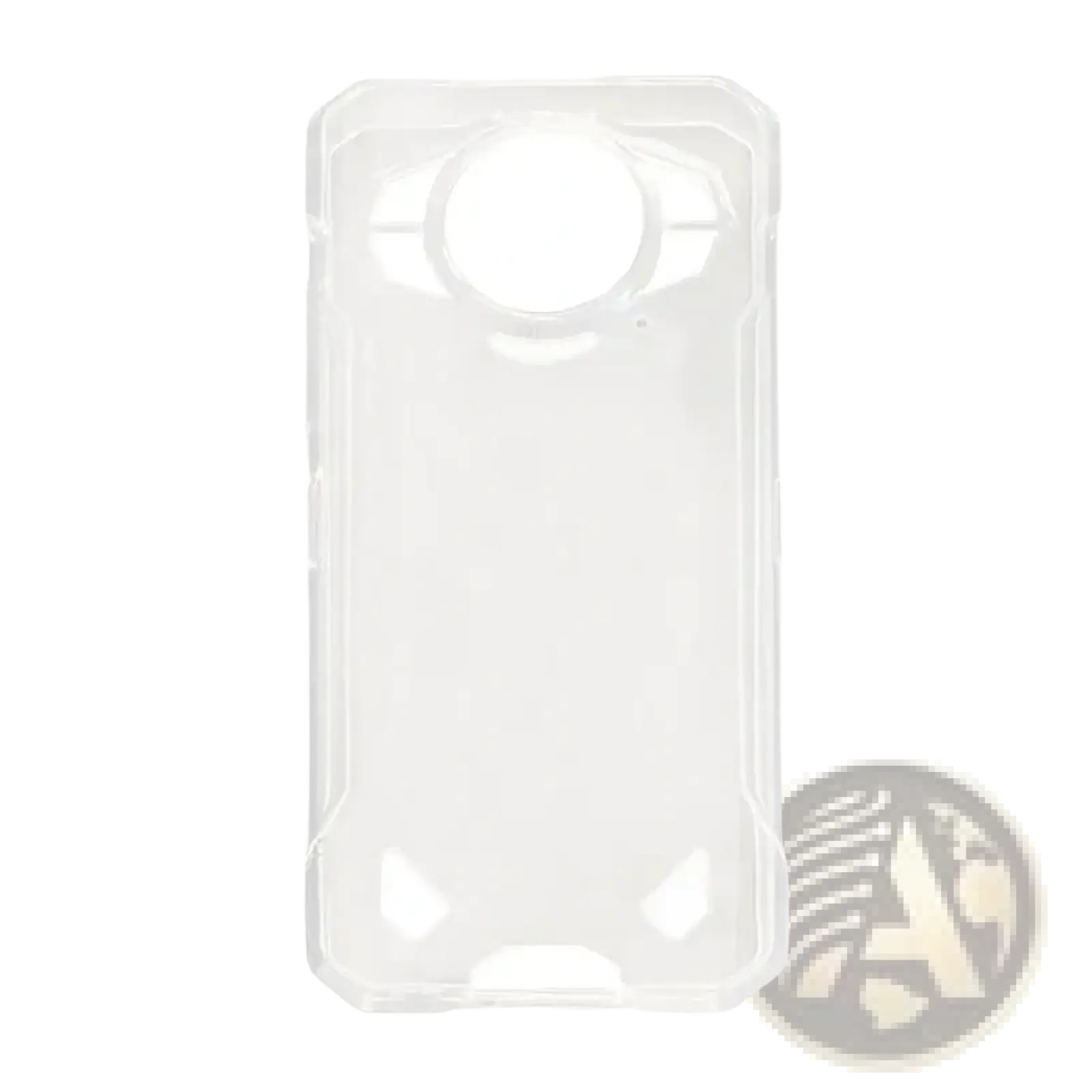 Back side of a clear transparent doogee s200 5g black rugged phone case with textured design and camera cutouts