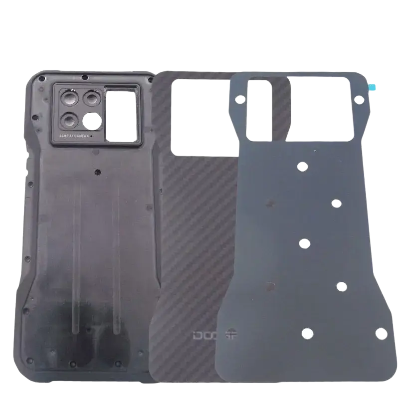 Black carbon fiber textured back panel and battery cover set for doogee v20 original moble phone composite replacement