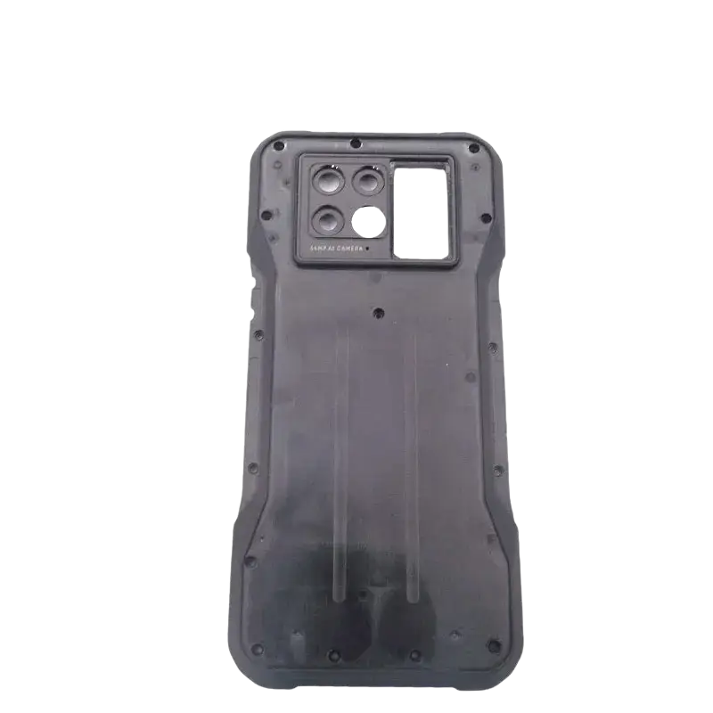 Black plastic original moble phone composite back cover replacement for doogee v20 with camera cutout and reinforced edges