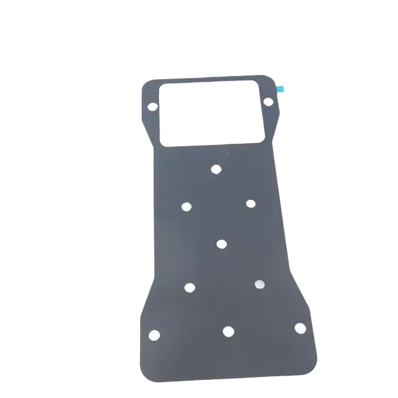Dark gray metal phone screen protector frame with multiple mounting holes for doogee v20 original composite back cover replacement