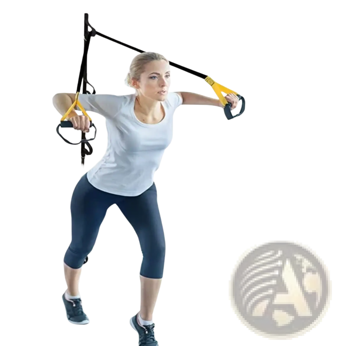 Black and yellow door anchor strap for resistance bands with adjustable buckle stainless steel d-ring and nylon strap