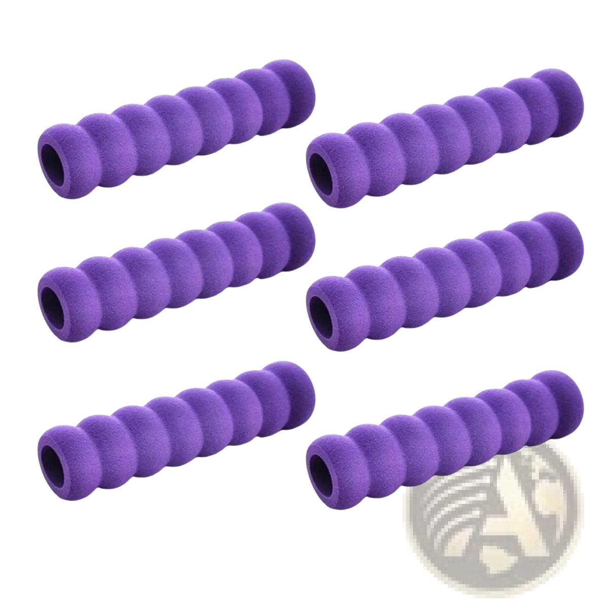 Purple foam grip handles with segmented ribbed texture for door handle safety guard 6pcs set