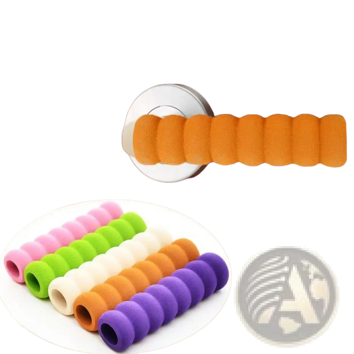 Orange textured foam door handle grip for door handle safety guard set of 6pcs providing secure protection