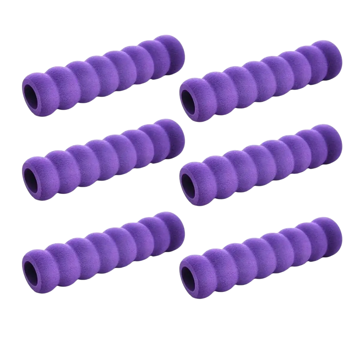 Purple foam grip handles with segmented ribbed texture for door handle safety guard 6pcs set