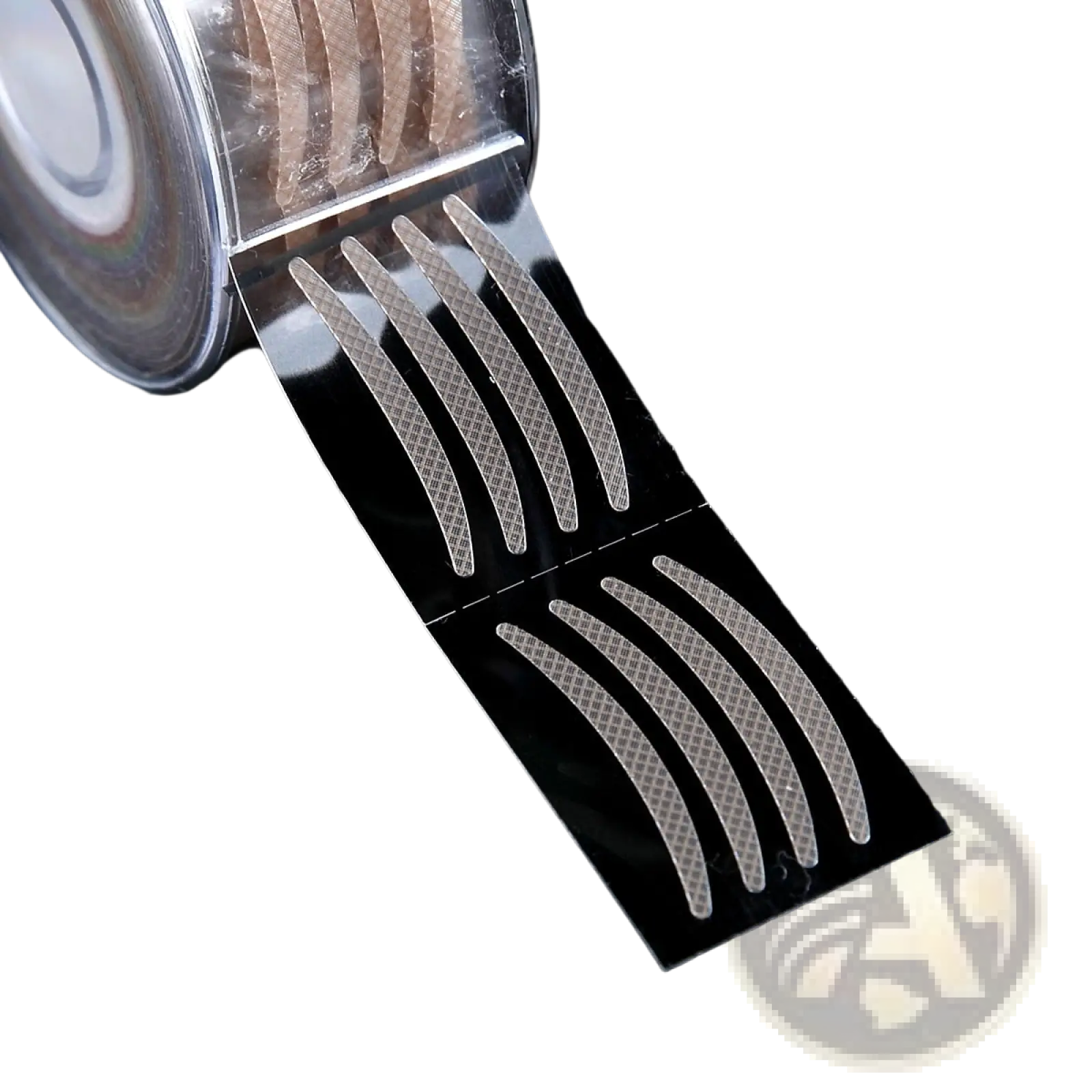 Double eyelid stickers 600pcs adhesive tape set with clear roll containing silver curved reflective diamond-pattern strips