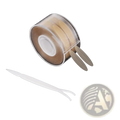 Clear plastic roll containing beige adhesive double eyelid stickers with white applicator tool for makeup use
