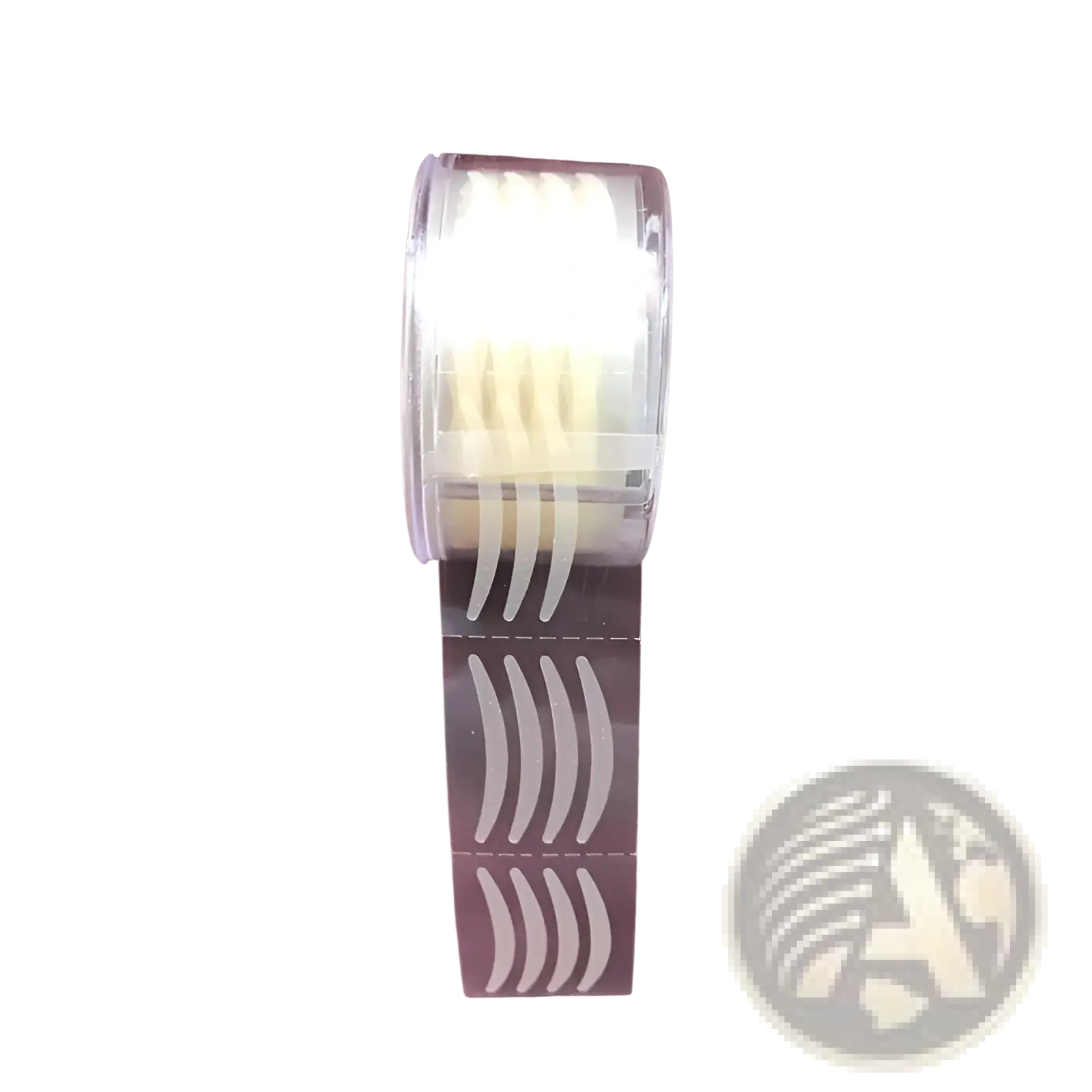 Clear plastic roll containing pale yellow curved adhesive eyelash extensions for double eyelid stickers 600pcs set
