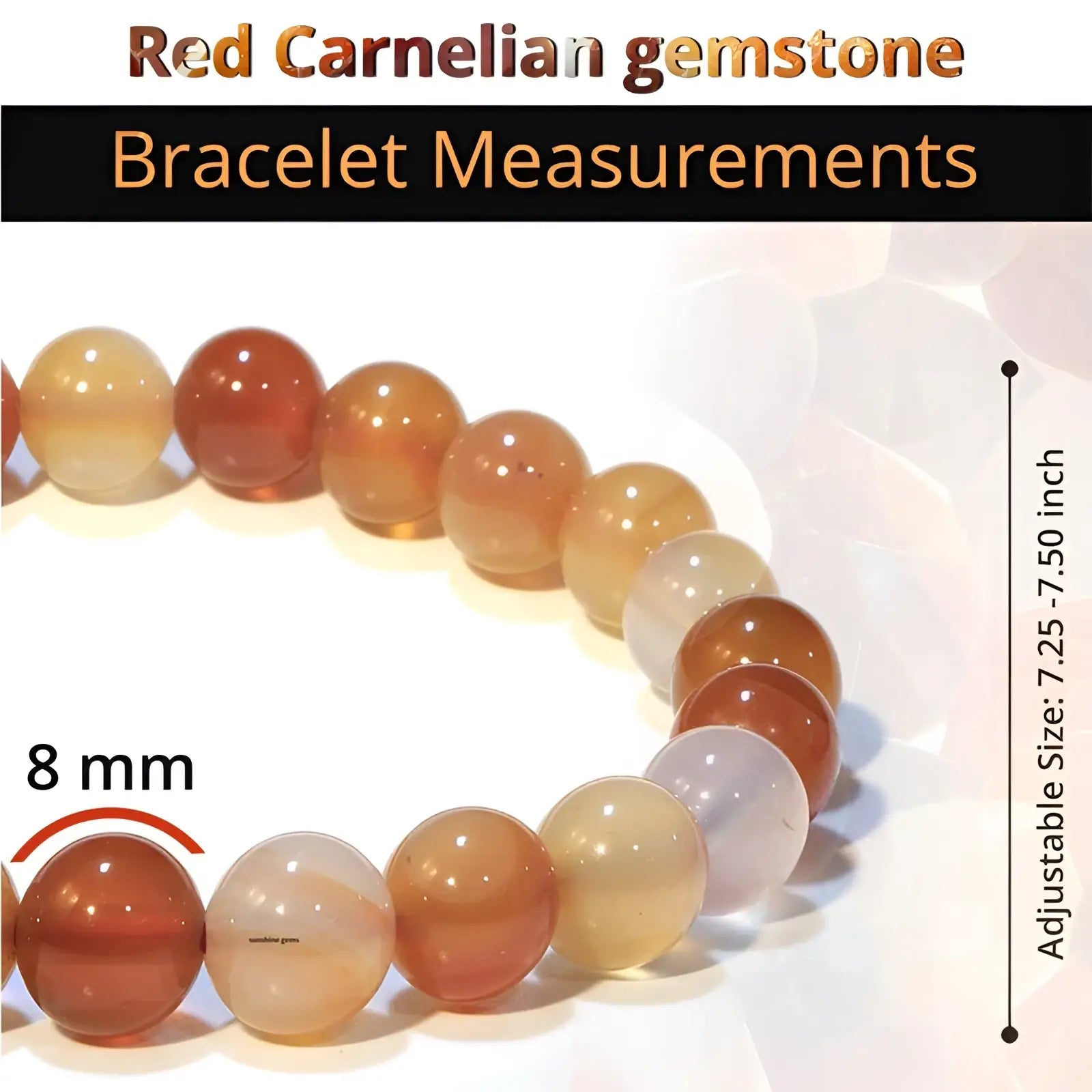 Double Happiness carnelian and tiger eye beaded bracelet featuring smooth round red carnelian stones with warm orange hues