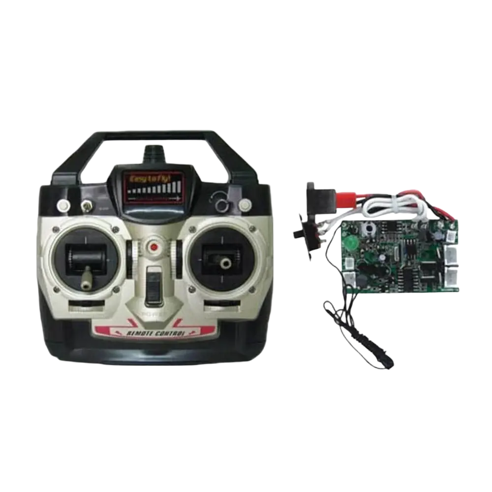 Black and silver double horse remote controller with two joysticks digital display and red accent trim for easy flying