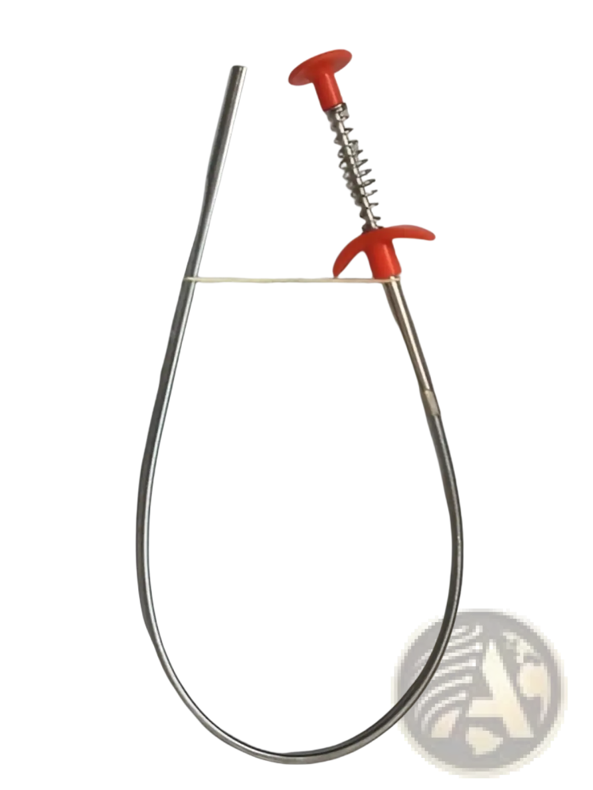 A 60cm stainless steel drain clog remover with a red plastic handle and flexible spring pipe tool mechanism