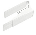 White plastic drawer organizer with sleek minimalist design and two length options for expandable separation
