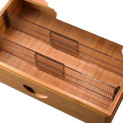 Clear plastic drawer partition 1pair set with sleek segmented design and black metal ends for adjustable organization