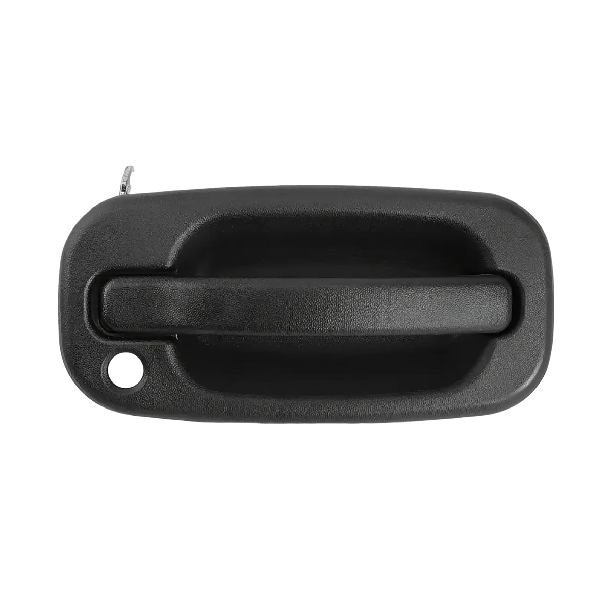 Driver side exterior door handle for pickup trucks black plastic with textured grip and integrated keyhole