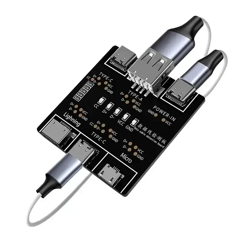 Dt3 data cable detection board black circuit board with usb type-c type-a micro and lightning connectors for ios and android