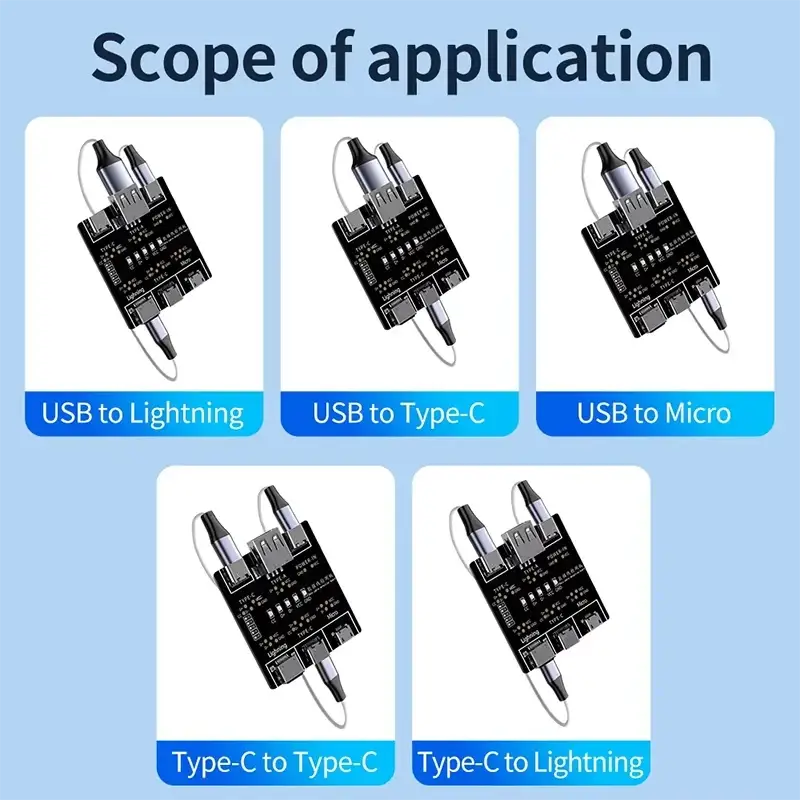 Black dt3 data cable detection boards with silver connectors labeled for ios and android port conversions