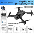 Black foldable dual camera quadcopter drone with optical flow dual lenses designed as a toy for kids