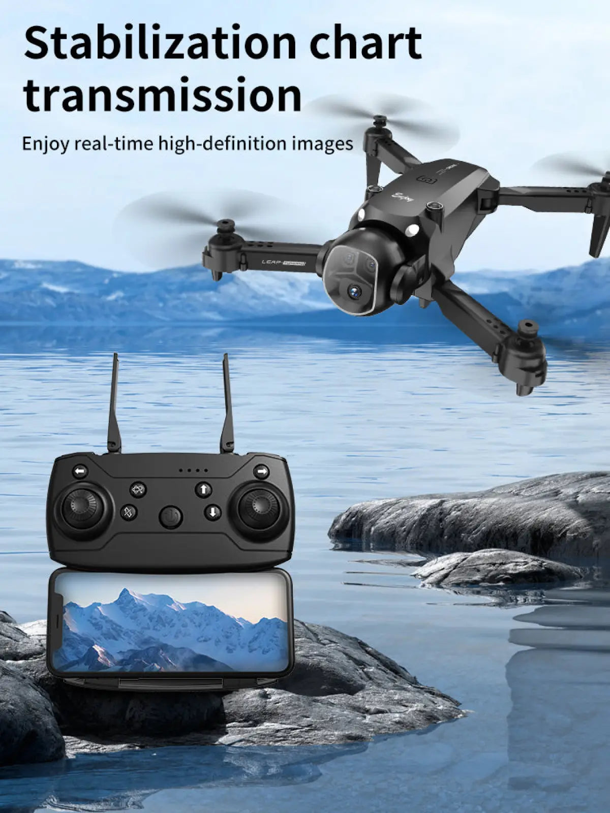 Black dual camera quadcopter drone foldable toy with camera and smartphone remote control for kids