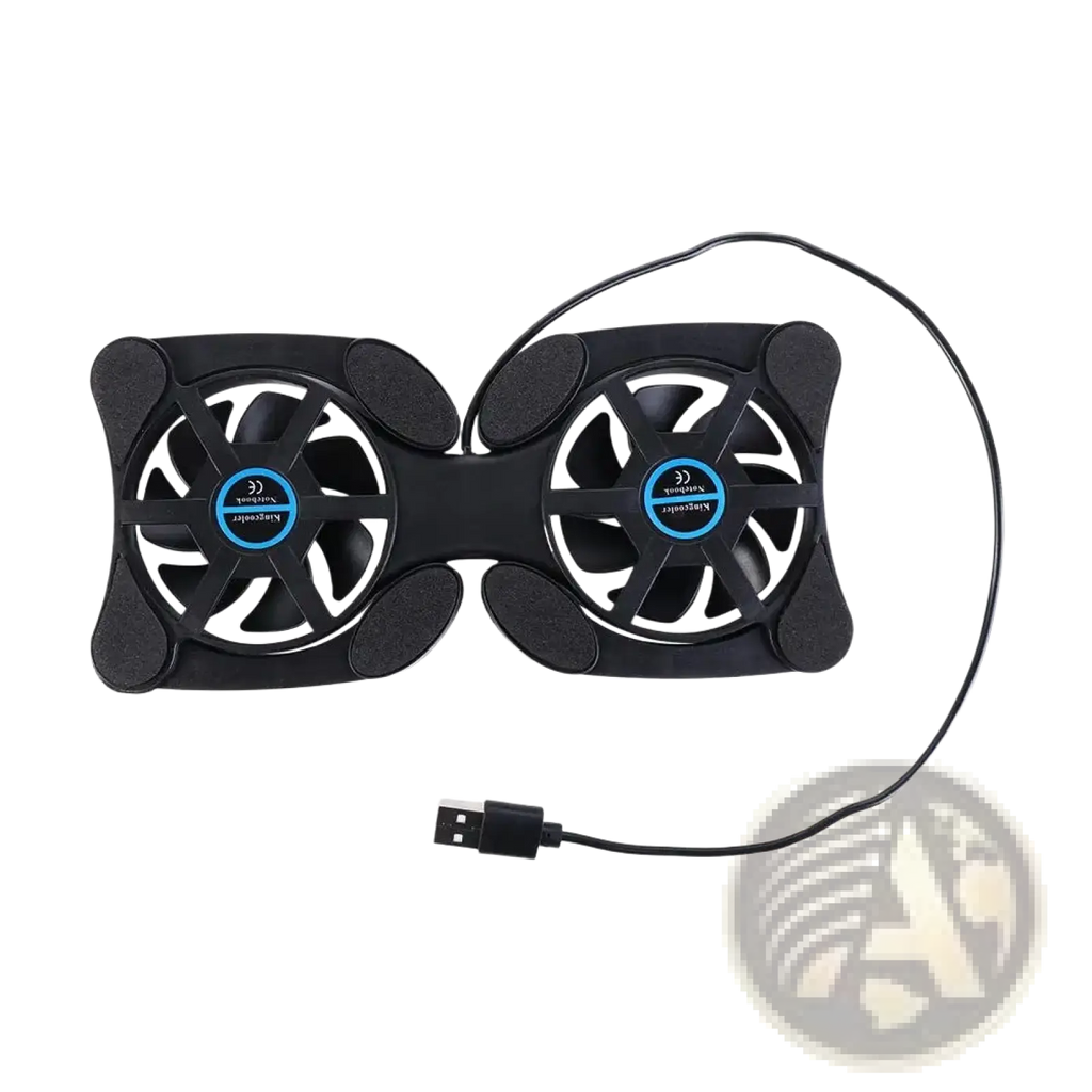 Black dual fan laptop cooling pad with usb cable designed for efficient notebook cooling and heat dissipation