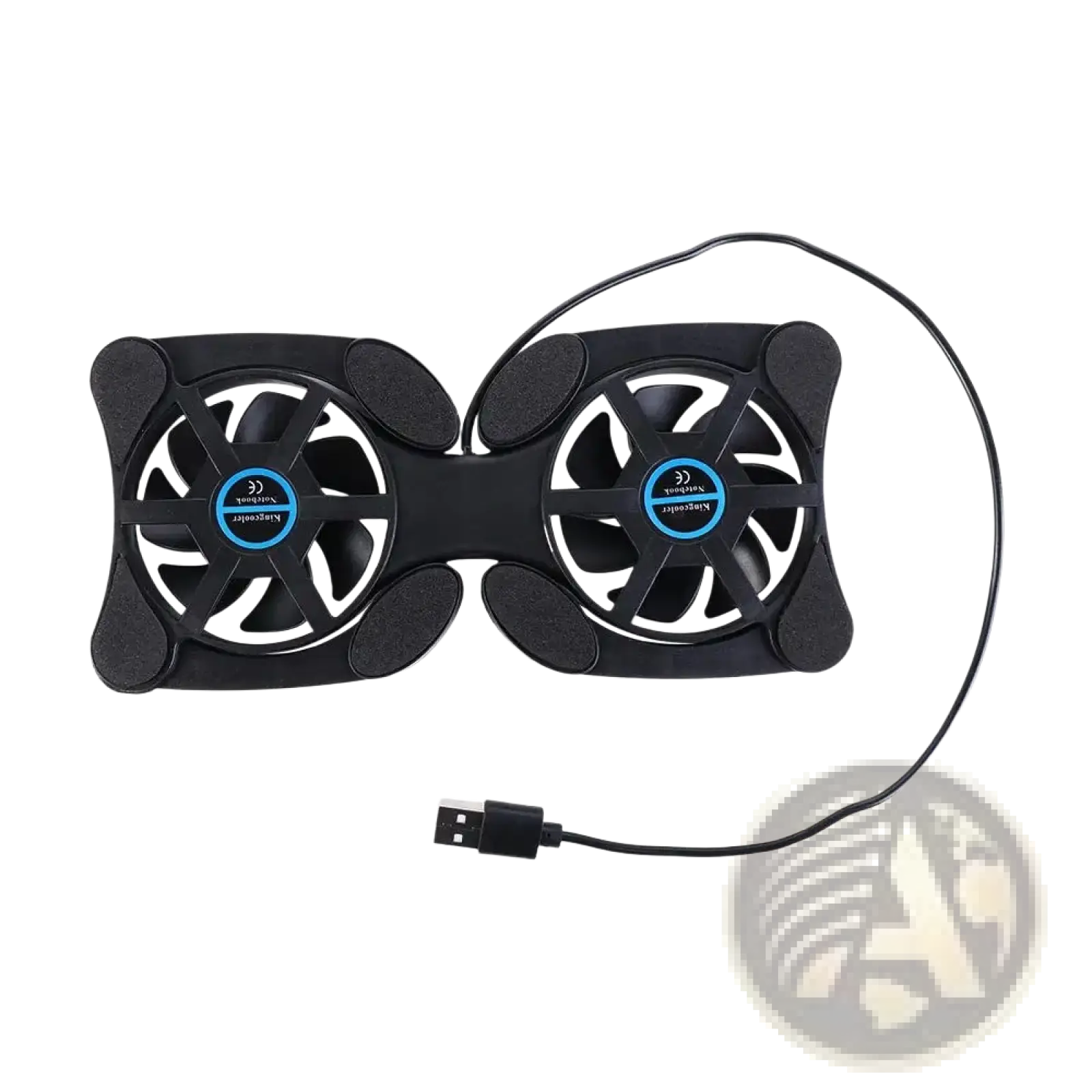 Black dual fan laptop cooling pad with usb cable designed for efficient notebook cooling and heat dissipation