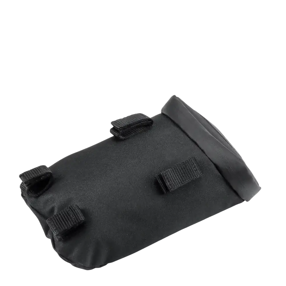 Black tactical-style saddlebag under rack tool bag for ducati multistrada v4 models shown from the back side