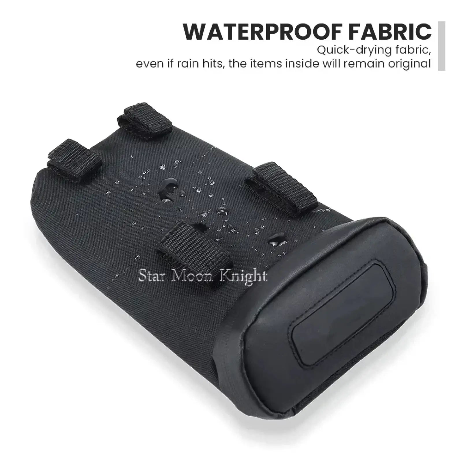 Black waterproof fabric ducati multistrada v4 under rack tool bag with reinforced straps and padded rubberized end cap