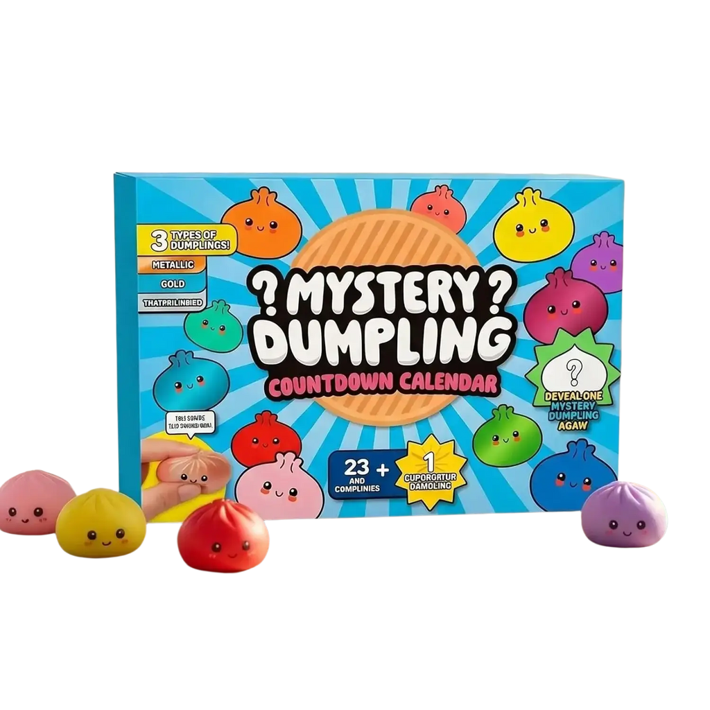 Colorful plush dumpling squishies advent calendar with metallic gold and vibrant rainbow hues 24 pcs countdown set