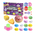 Purple and pink space edition dumpling squishy advent calendar with colorful glittery squishy toys featuring cute faces