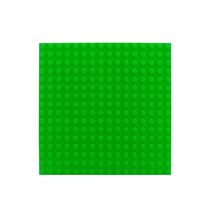 Bright green lego compatible duplo baseplate made of durable plastic with 256 studs for kids building blocks