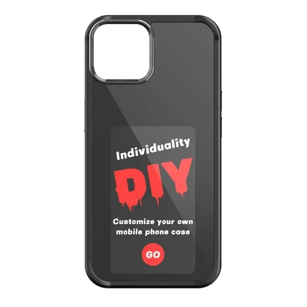 Black glossy personalized e-ink smart display phone case back with individuality diy graphic and customize your own text