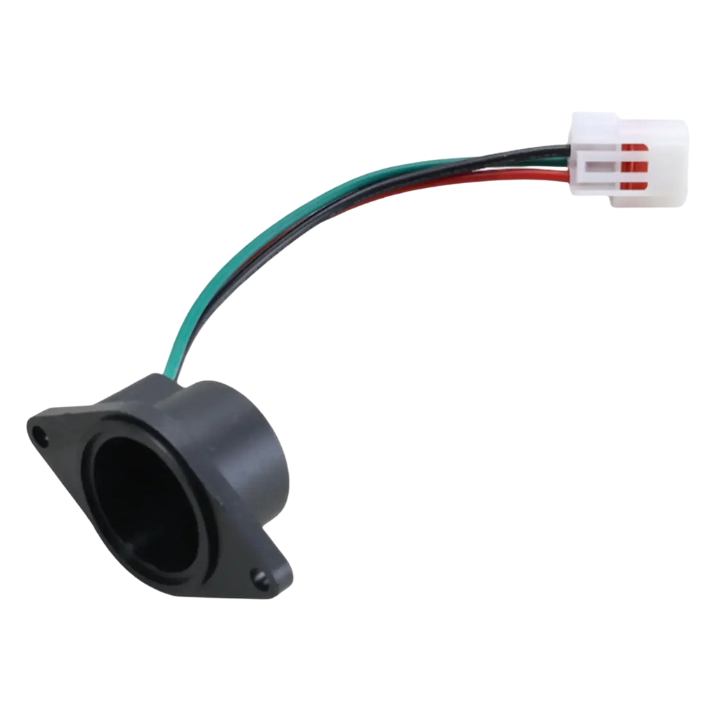 Black plastic e-way golf cart speed sensor replacement with white connector red markings and green black red wires