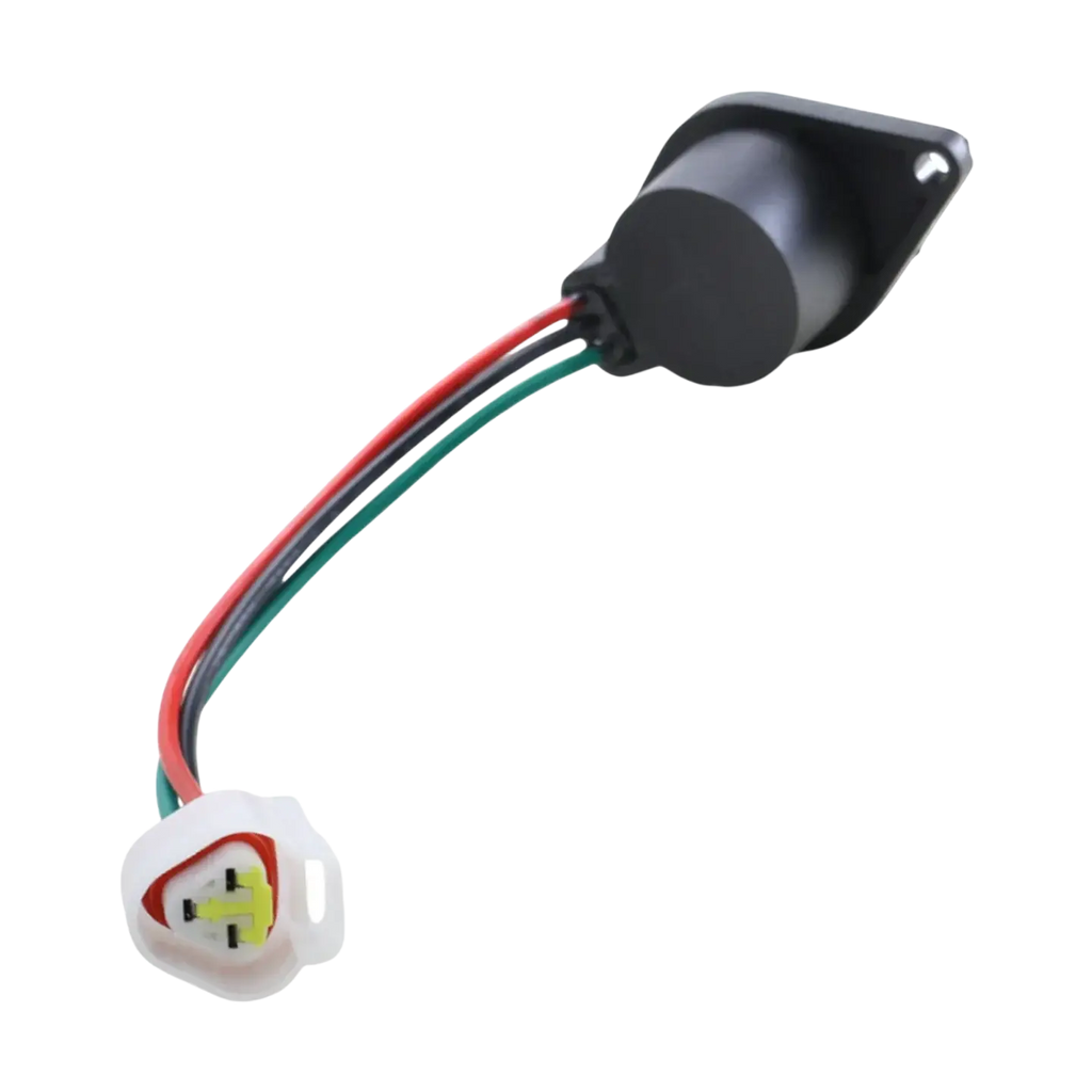 Black plastic e-way golf cart speed sensor replacement with red green and black wires extending from cylindrical housing