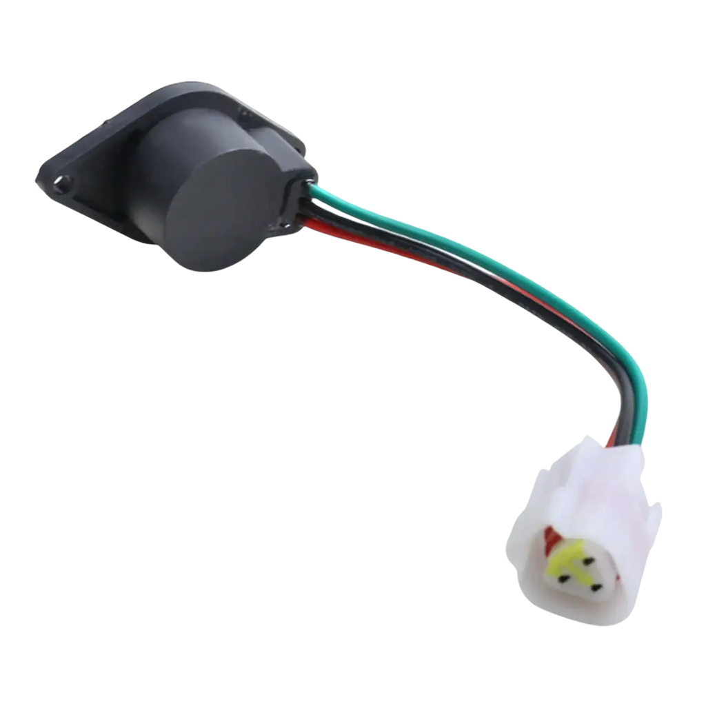 E-way golf cart speed sensor replacement showing black plastic ignition switch with three colored wires and white connector