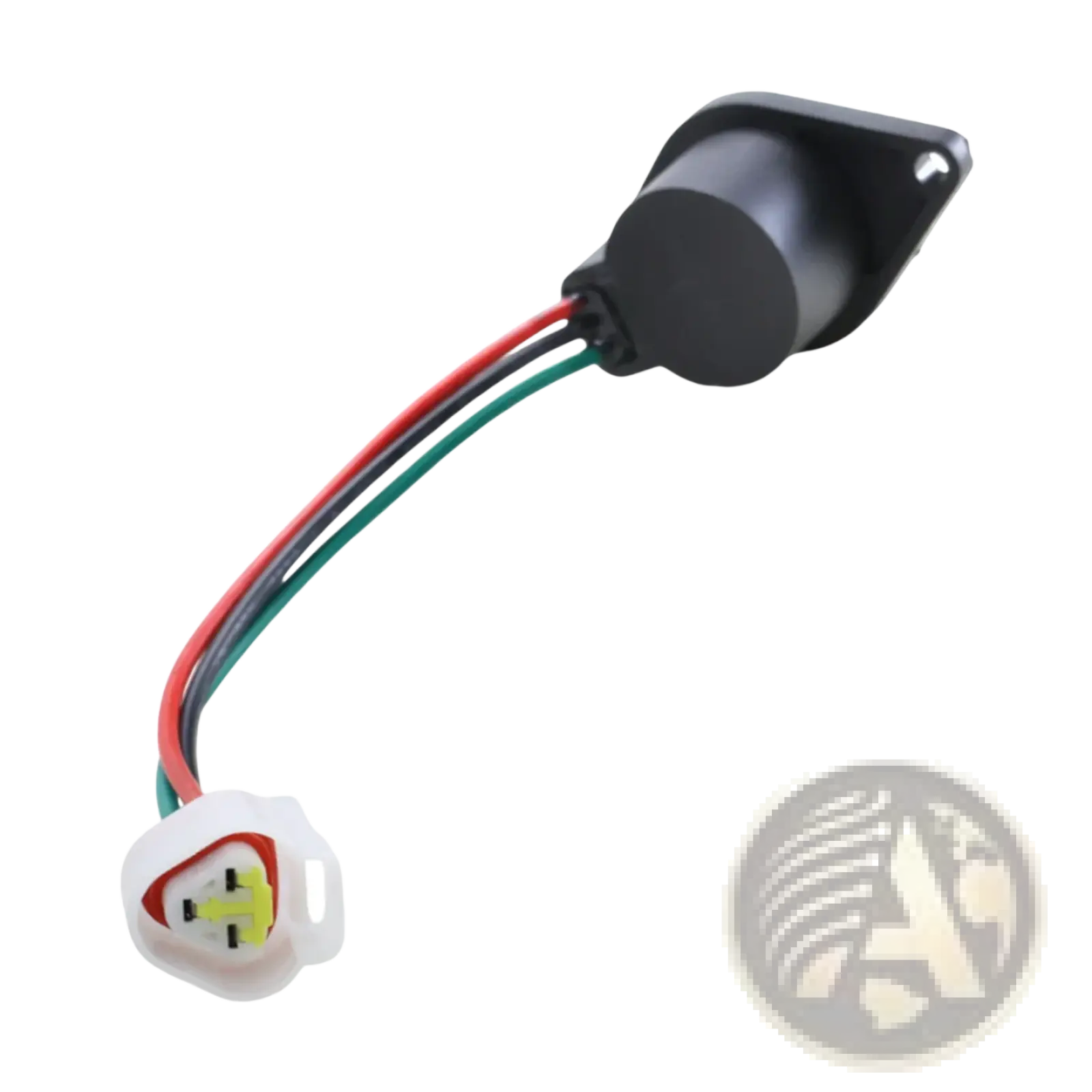 Black plastic e-way golf cart speed sensor replacement with red green and black wires extending from cylindrical housing