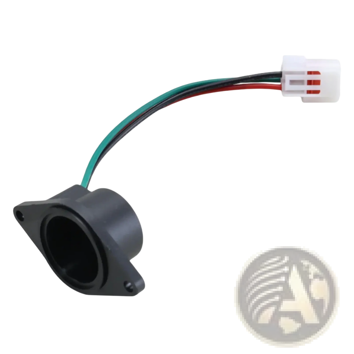 Black plastic e-way golf cart speed sensor replacement with white connector red markings and green black red wires