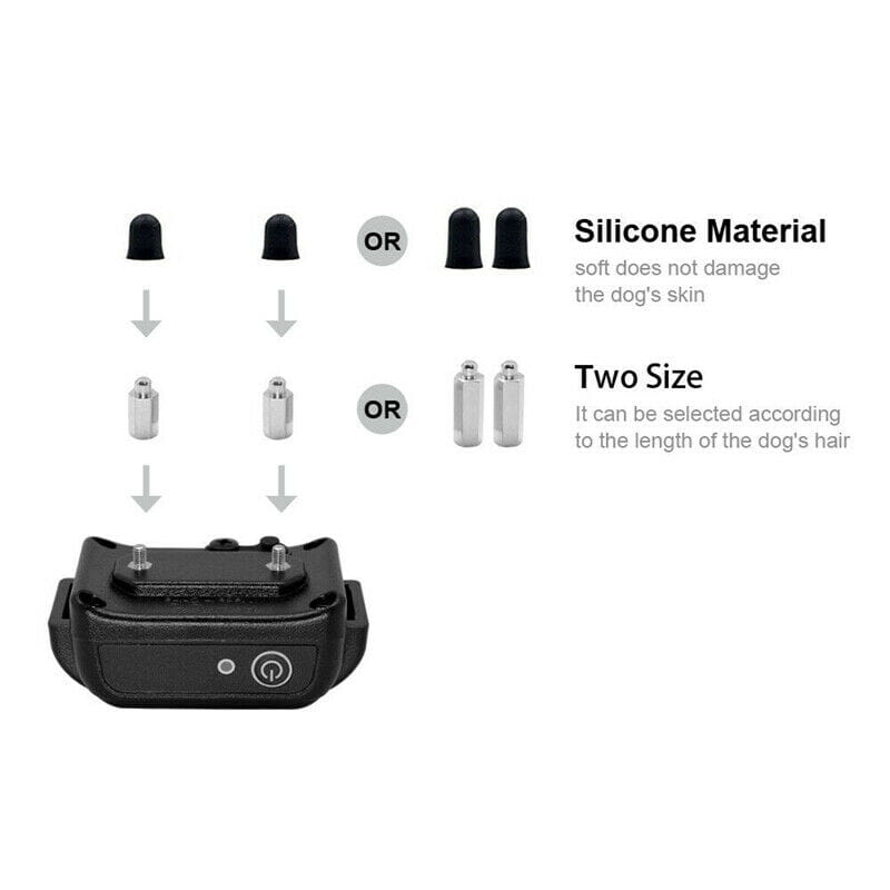 black silicone wireless pet fence electric waterproof training collar with adjustable metal hardware and power button