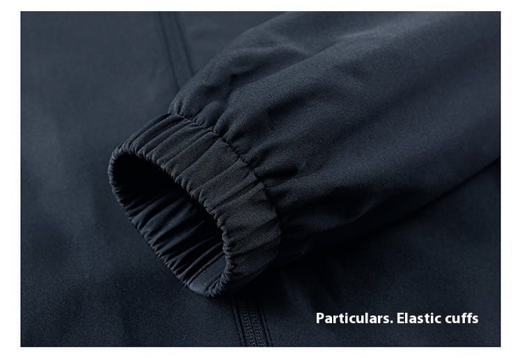 black elastic cuff with ribbed stretchy texture on men casual jacket lightweight outdoor windbreaker