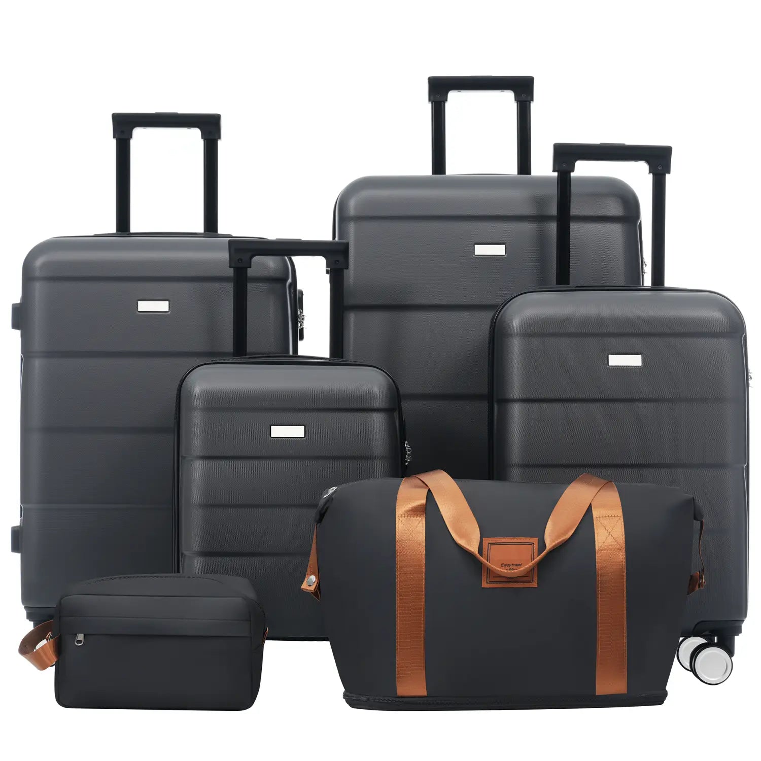 Hardshell Luggage Sets 6 Piece with 2 Bags,carry on Suitcase with Handle Password Lock Double Spinner Wheels